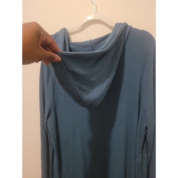 Athleta Harmony Pose Long Lined Wrap Hooded Cardigan Borealis Green  Wmn XL - Picture 11 of 12